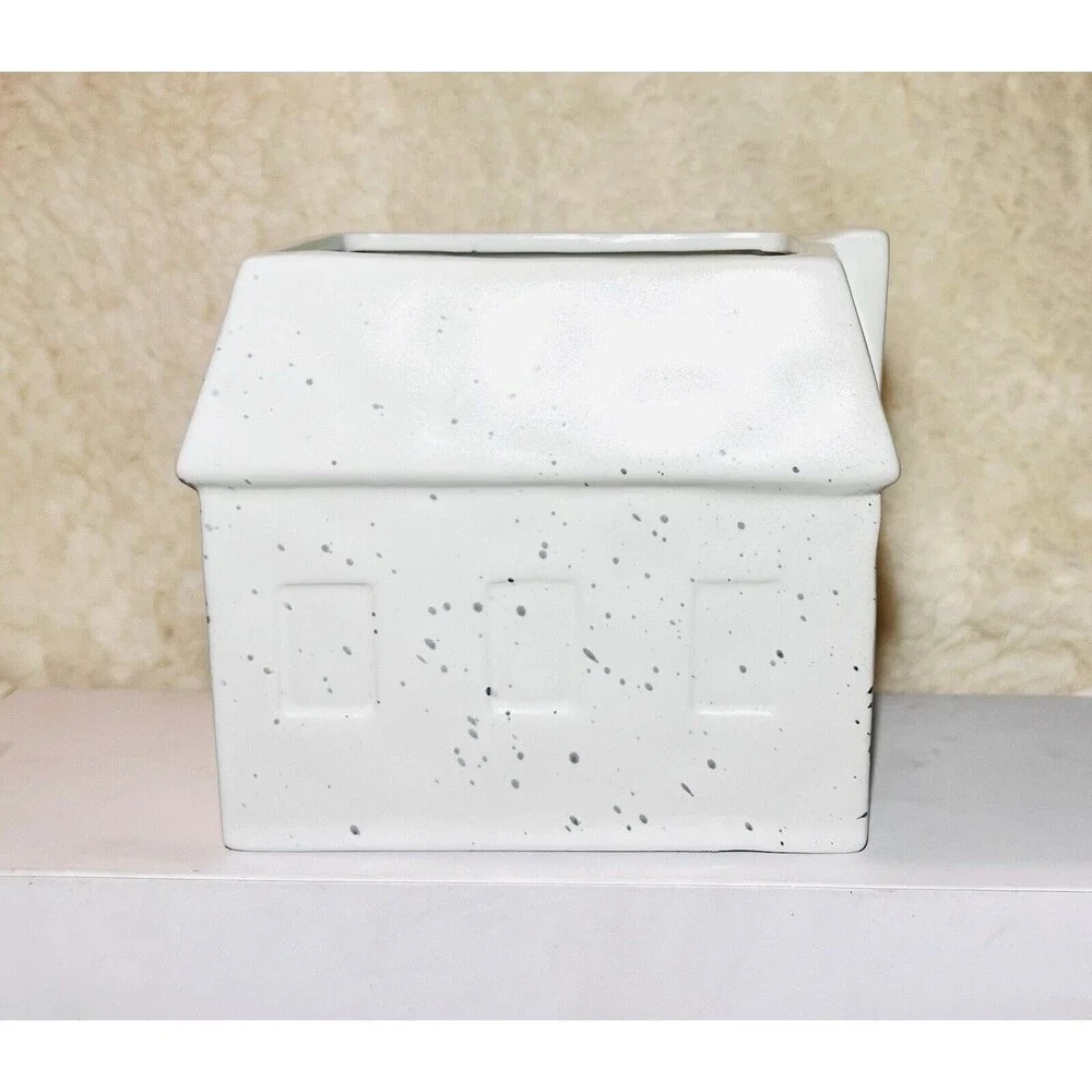 Target Ceramic House Planter Cottage White Speckle Bullseye Playground - New